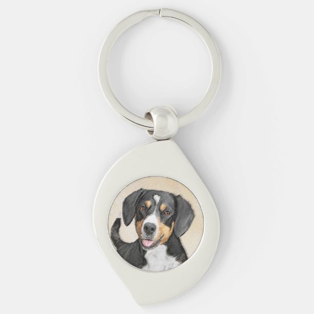 Entlebucher Mountain Dog Painting - Original Art Keychain (Front)