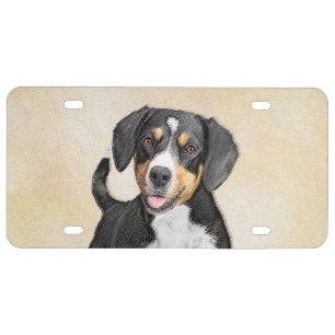 Entlebucher Mountain Dog Painting - Original Art License Plate