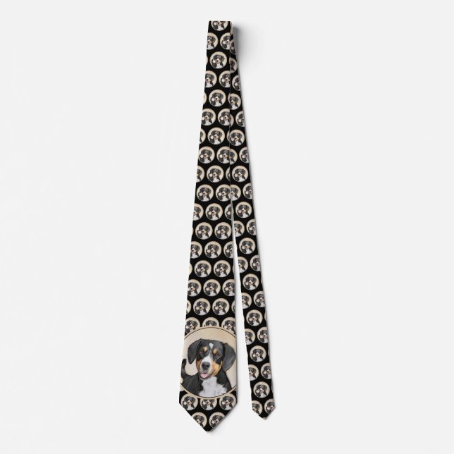 Entlebucher Mountain Dog Painting - Original Art Neck Tie (Front)