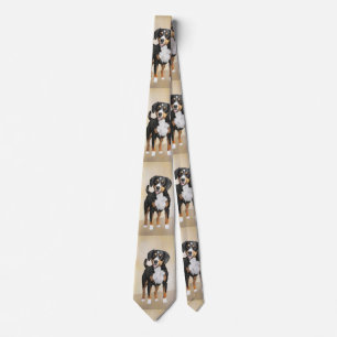 Entlebucher Mountain Dog Painting - Original Art Neck Tie