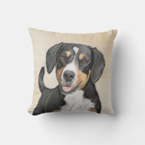 Entlebucher Mountain Dog Painting _ Original Art Outdoor Pillow