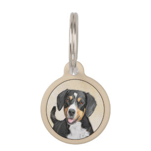 Entlebucher Mountain Dog Painting - Original Art Pet ID Tag