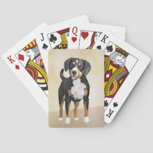 Entlebucher Mountain Dog Painting - Original Art Poker Cards
