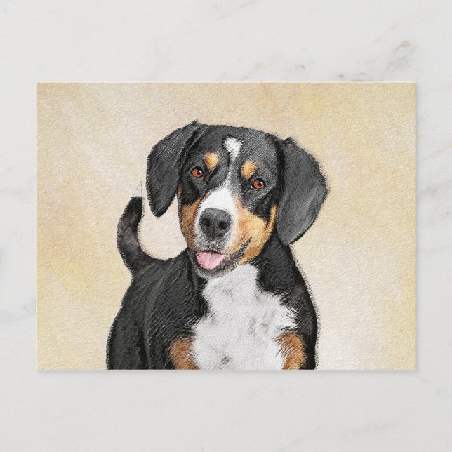 Entlebucher Mountain Dog Painting - Original Art Postcard (Front)