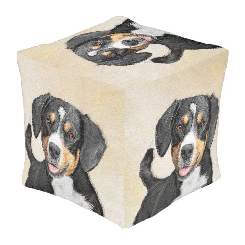 Entlebucher Mountain Dog Painting _ Original Art Pouf