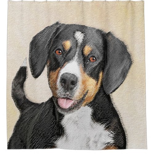 Entlebucher Mountain Dog Painting _ Original Art Shower Curtain