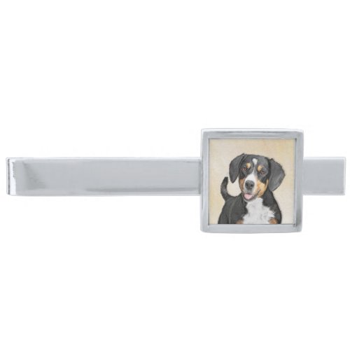 Entlebucher Mountain Dog Painting _ Original Art Silver Finish Tie Bar