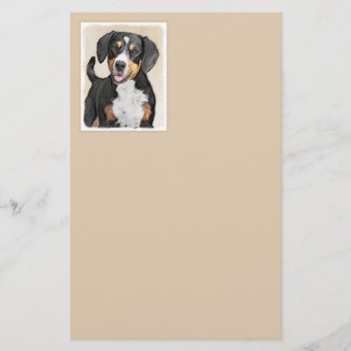 Entlebucher Mountain Dog Painting _ Original Art Stationery