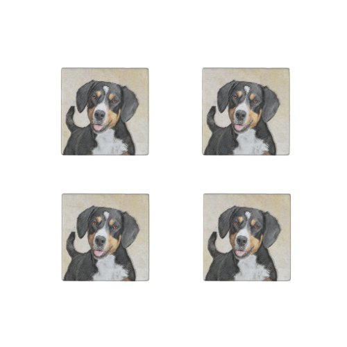 Entlebucher Mountain Dog Painting _ Original Art Stone Magnet