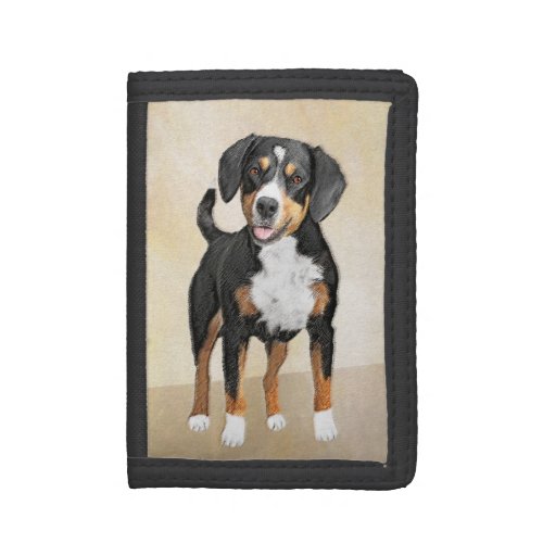 Entlebucher Mountain Dog Painting _ Original Art Trifold Wallet