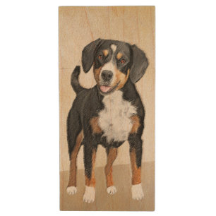 Entlebucher Mountain Dog Painting - Original Art Wood Flash Drive