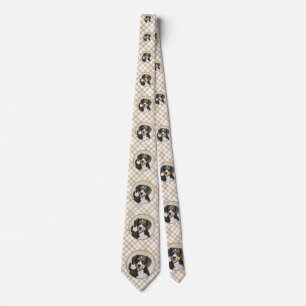 Entlebucher Mountain Dog Painting Original Dog Art Neck Tie