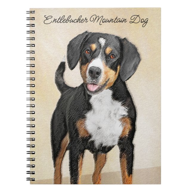 Entlebucher Mountain Dog Painting Original Dog Art Notebook (Front)