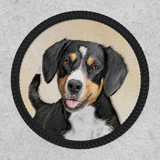 Entlebucher Mountain Dog Painting Original Dog Art Patch (Front)