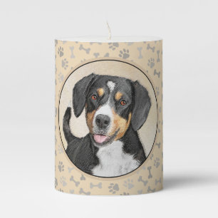 Entlebucher Mountain Dog Painting Original Dog Art Pillar Candle