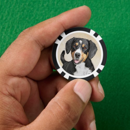 Entlebucher Mountain Dog Painting Original Dog Art Poker Chips