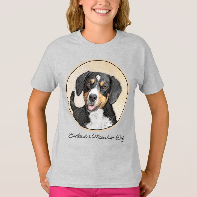 Entlebucher Mountain Dog Painting Original Dog Art T-Shirt (Front)