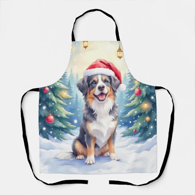 Entlebucher Mountain Dog Snowy Forest Santa Apron (Front)