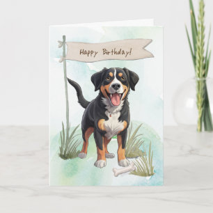 Entlebucher Mountain Dog Under Birthday Sign Card