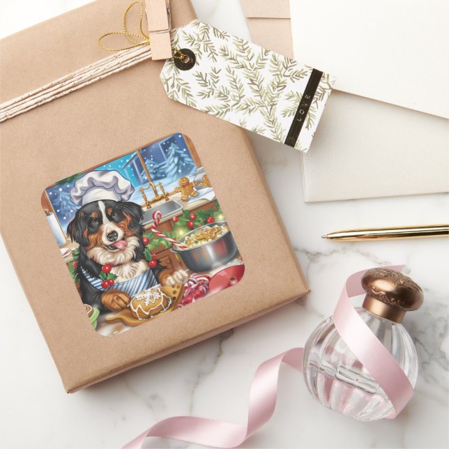 Entlebucher Mountain Holiday Baking: Festive Square Sticker (Gifting)