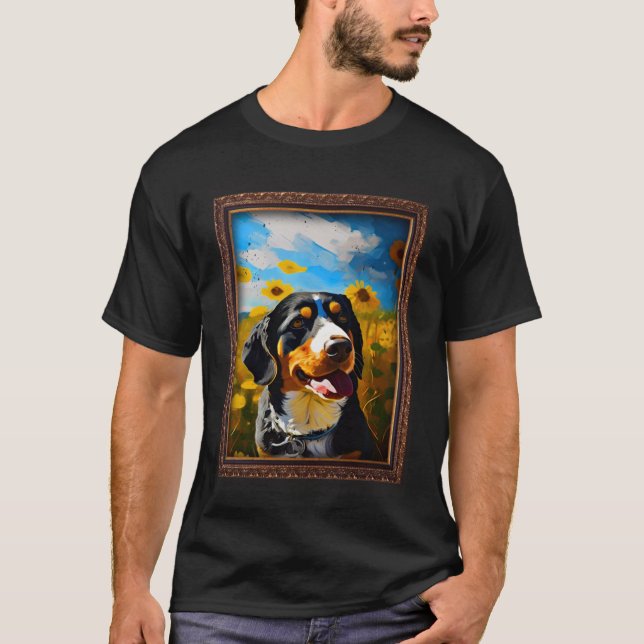 Entlebucher Mountain Painting Sunflower Flower Mom T-Shirt (Front)
