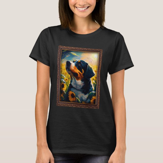 Entlebucher Mountain Painting Sunflower Flower Mom T-Shirt (Front)