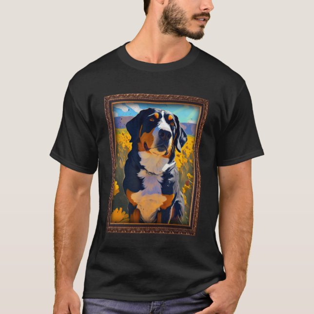 Entlebucher Mountain Painting Sunflower Flower Mom T-Shirt (Front)