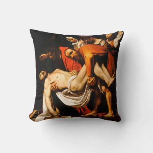 Entombment of Christ _ Caravaggio Throw Pillow