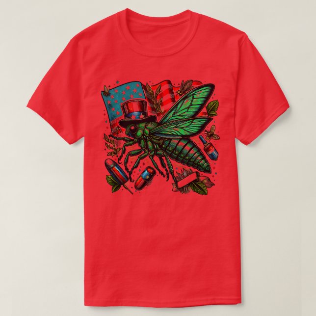 Entomology Cicada 4th july Lover Cicada Fest 2024  T-Shirt (Design Front)