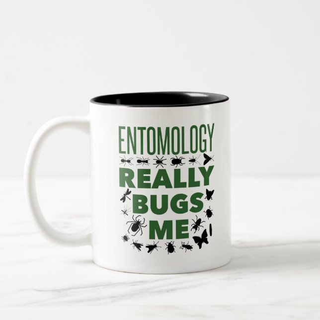 Entomology Really Bugs Me Funny Entomologist Two-Tone Coffee Mug (Left)
