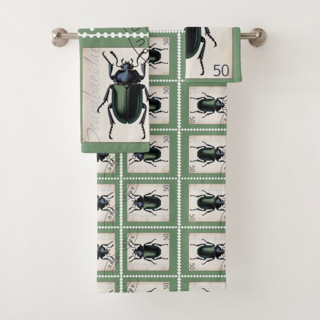 Entomology Stamp Bath Towel Set (Insitu)