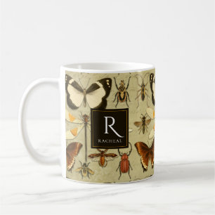 Entomology Vintage Illustration Old Paper Rustic Coffee Mug