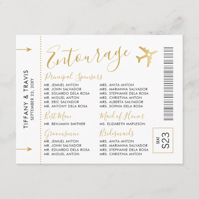 Entourage Insert Travel Theme Boarding Pass Ticket (Front)