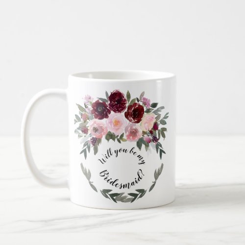 Entourage Proposal Burgundy  Blush Floral Wreath  Coffee Mug