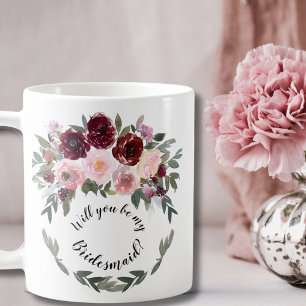 Entourage Proposal Burgundy & Blush Floral Wreath Coffee Mug