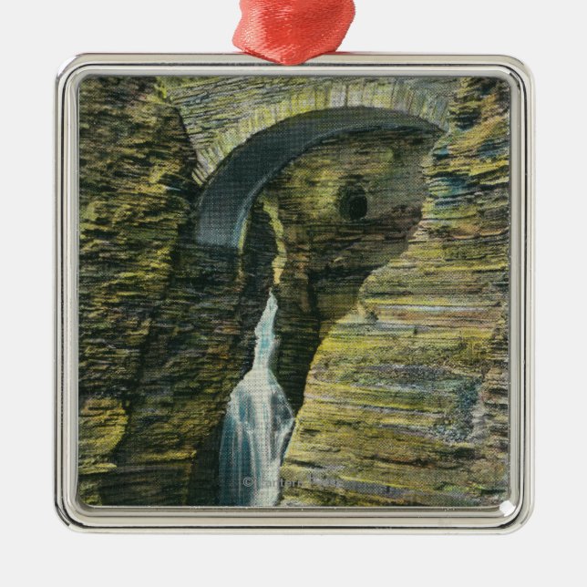 Entrance Cascade and Sentry Bridge View Metal Ornament (Front)