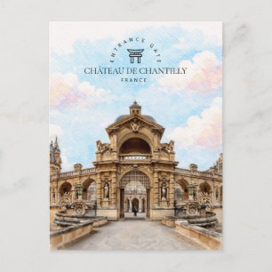 Entrance Gate, Château De Chantilly France Holiday Postcard