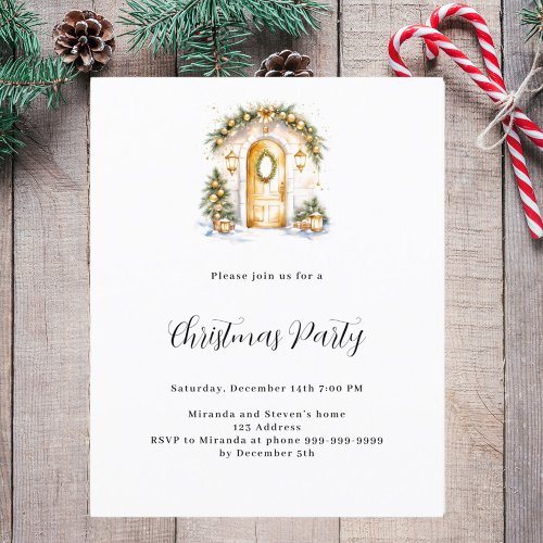 Entrance green gold Christmas Party invitation