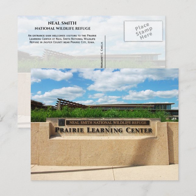 Entrance Prairie Learning Center Neal Smith Refuge Postcard (Front/Back)