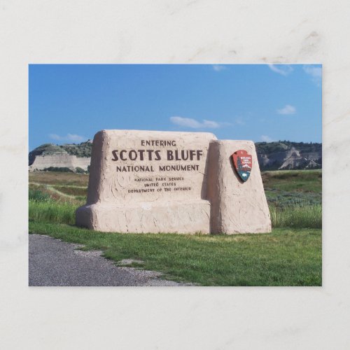 Entrance Sign Scotts Bluff National Monument NE  Postcard