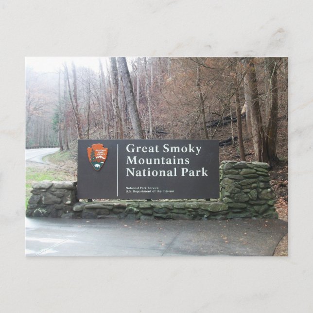 Entrance Sign. Smoky Mountains National Park, TN Postcard (Front)