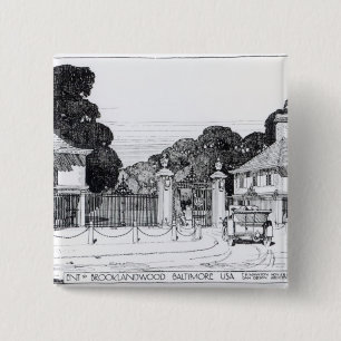 Entrance to Brooklandwood, Baltimore, USA, from Th Pinback Button