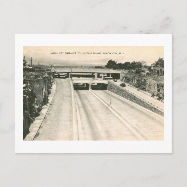 Entrance to Lincoln Tunnel Vintage Postcard (Front)