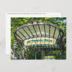 Entrance to Metro station at Montmartre - Paris Postcard