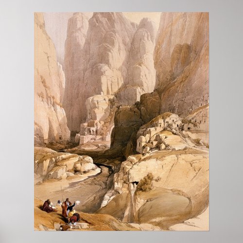 Entrance to Petra March 10th 1839 plate 98 from Poster