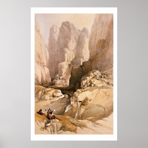 Entrance to Petra March 10th 1839 plate 98 from Poster