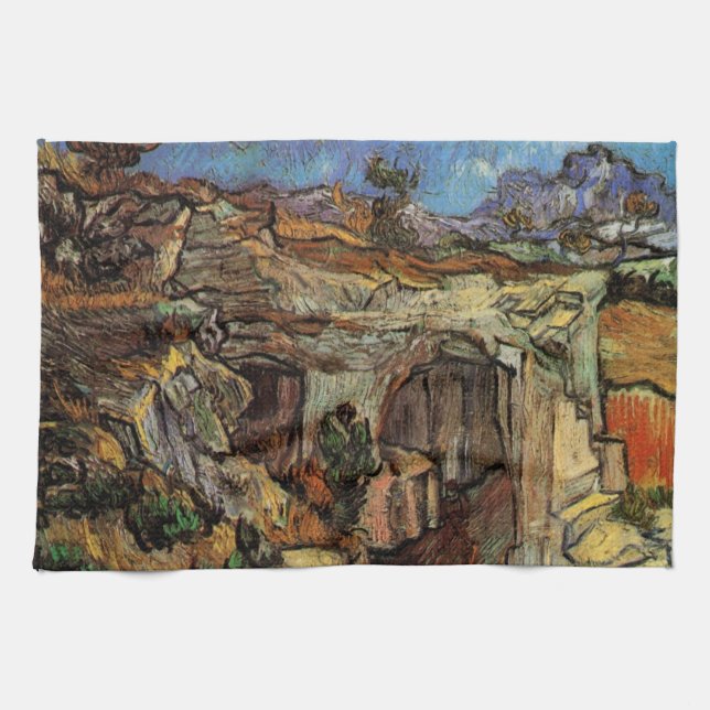 Entrance to Quarry, Saint-Remy by Vincent van Gogh Kitchen Towel (Horizontal)