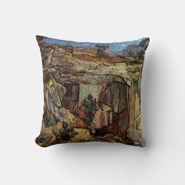 Entrance to Quarry, Saint-Remy by Vincent van Gogh Throw Pillow (Front)