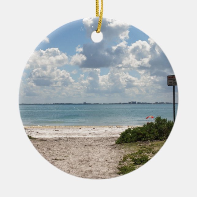 Entrance to Sanibel Beach Ceramic Ornament (Front)