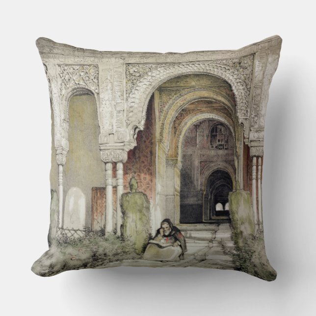 Entrance to the Hall of the Two Sisters (Sala de l Throw Pillow (Front)